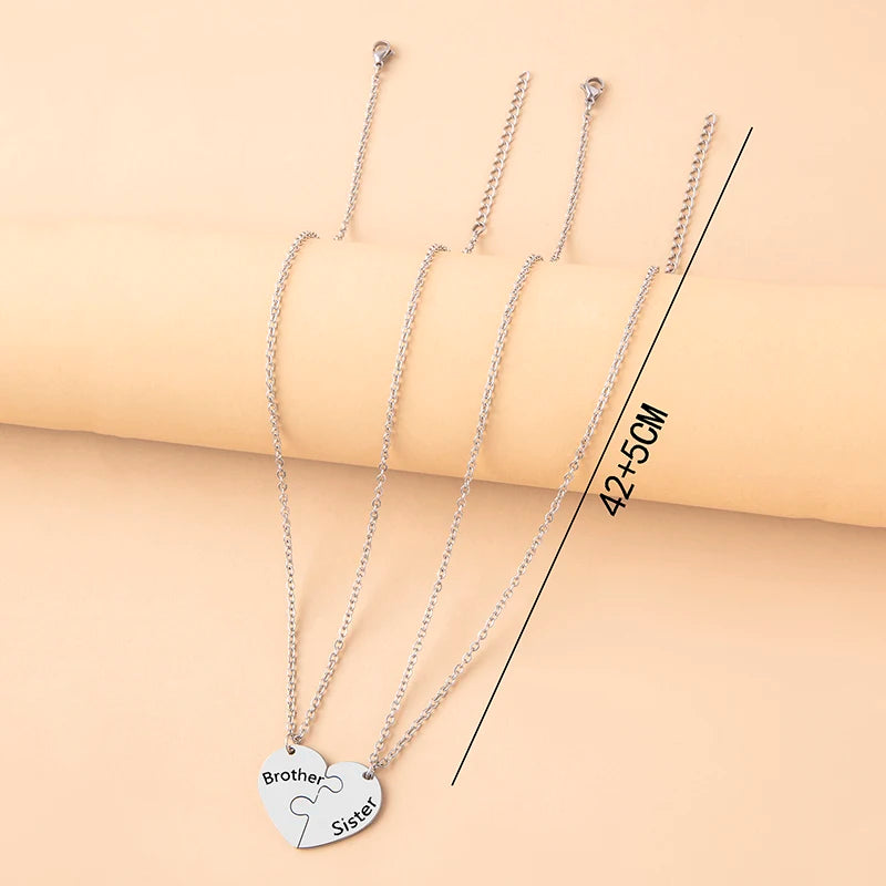 Heart Puzzle Family Necklace Set