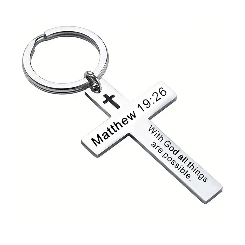 Psalm of Strength Cross Keychain
