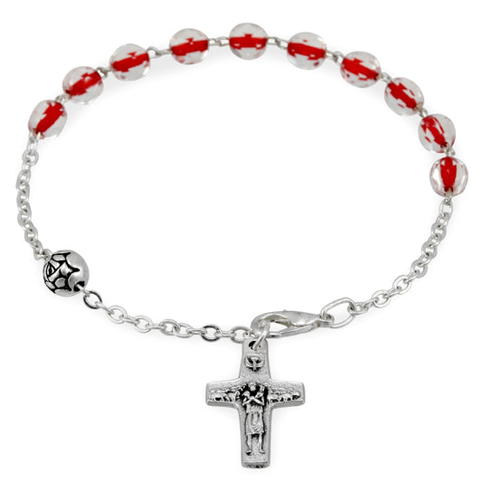 Rosary Bracelet Red Crystal Beads Vedele Cross