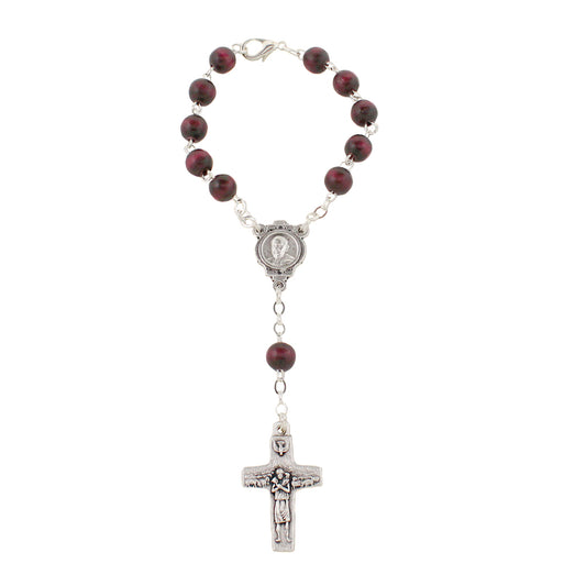 Rosary One Decade Wood Beads with Original Pope Francis Cross by Vedele