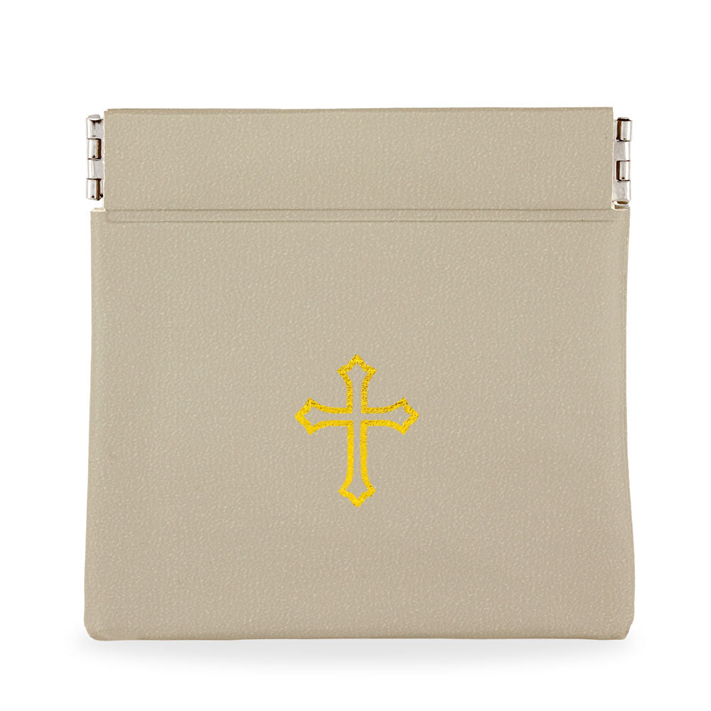 Greige Gray Vinyl Rosary Pouch