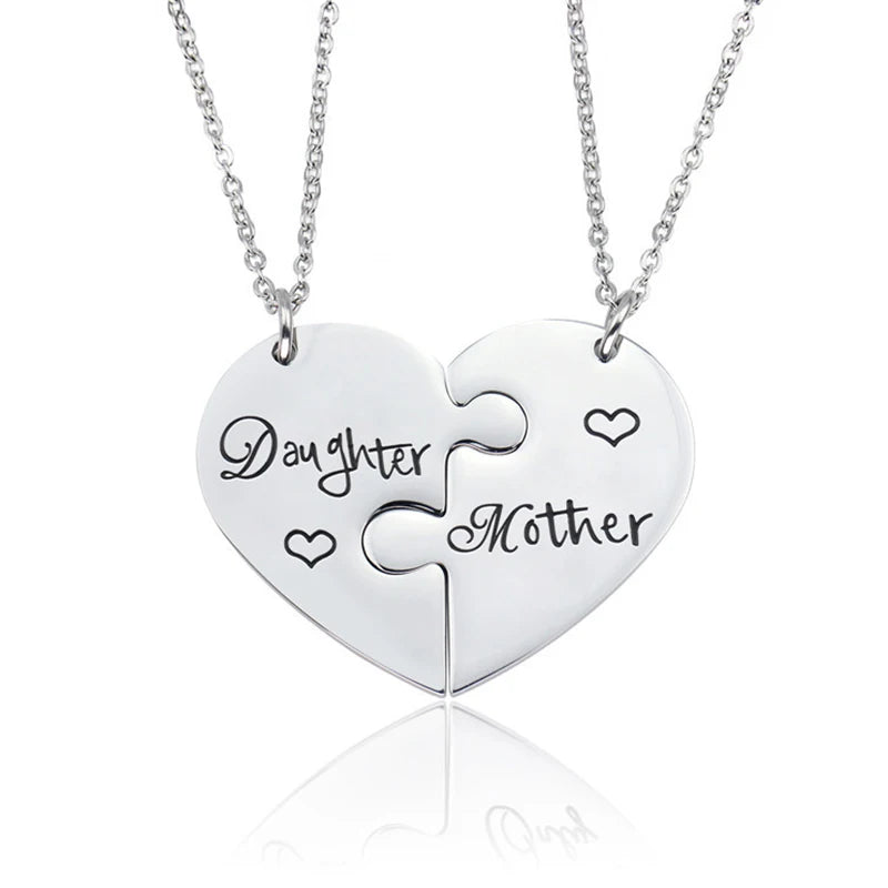 Heart Puzzle Family Necklace Set