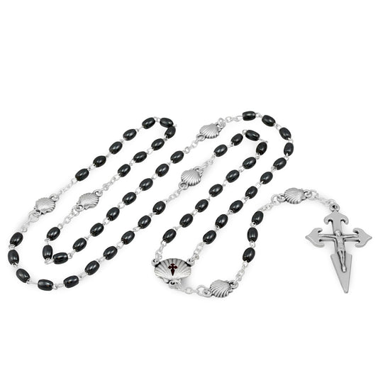 St James Santiago Pilgrimage Rosary hematite beads 8-1635