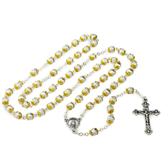 Metal Beads Rosary Gold Caps
