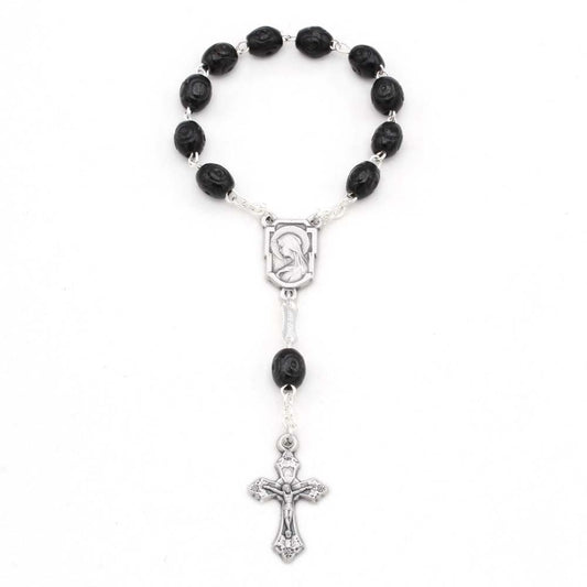Decade Catholic Rosary Carved Wood Beads