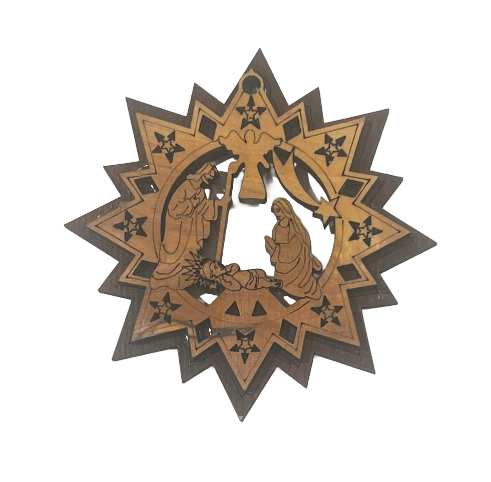 Bethlehem Olive Wood Nativity Ornament