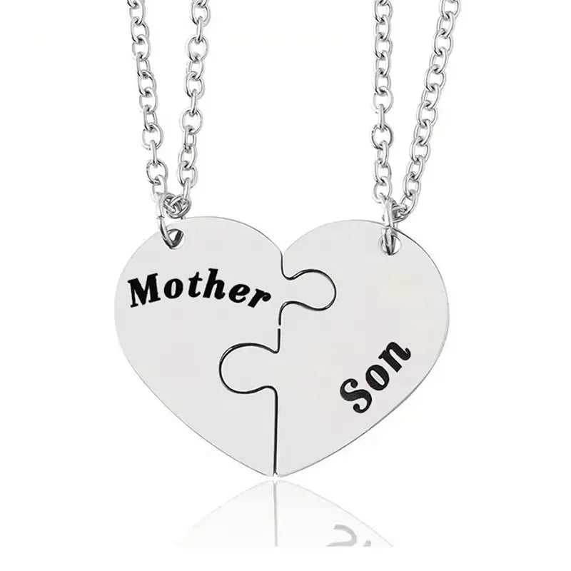 Heart Puzzle Family Necklace Set
