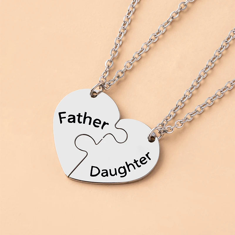Heart Puzzle Family Necklace Set