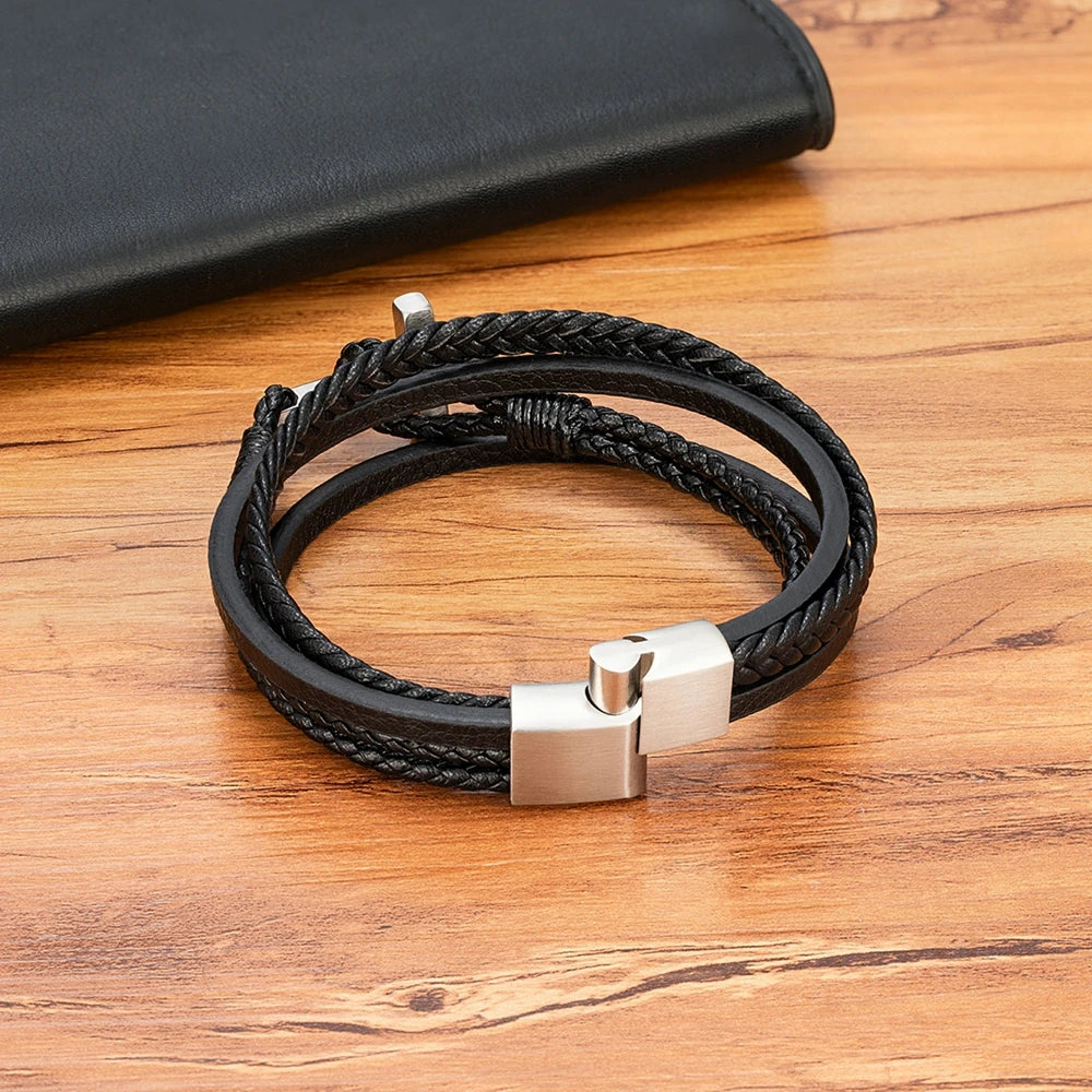Faithful Cross Leather Bracelet