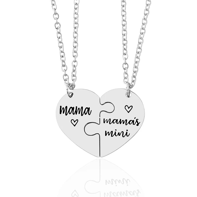 Heart Puzzle Family Necklace Set