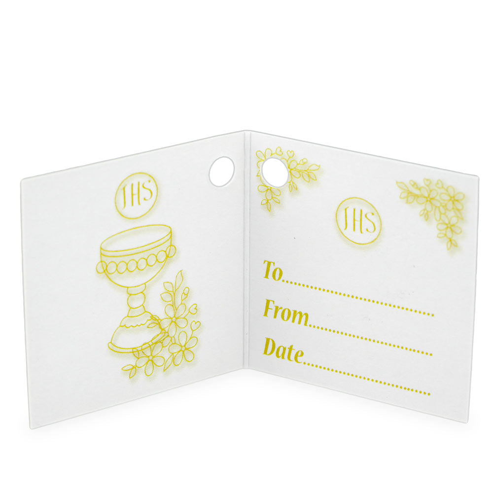 First Communion Gift for Boys - Rosary with Glass Pearl Beads Gold Finish Chain & Medal