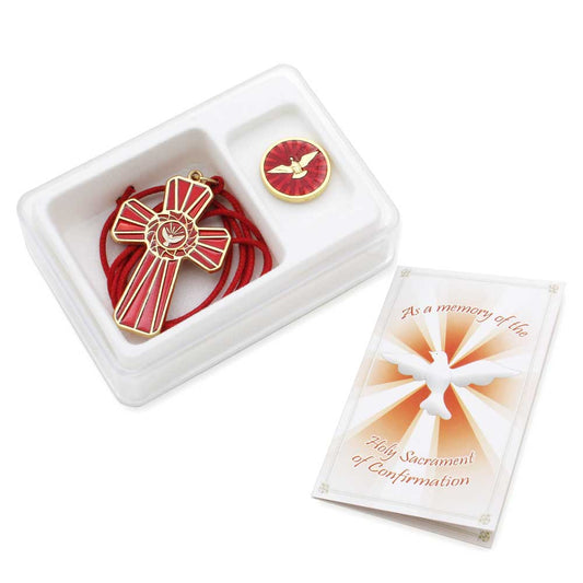 Holy Spirit Cross Pendant and Pin Confirmation Gift Set