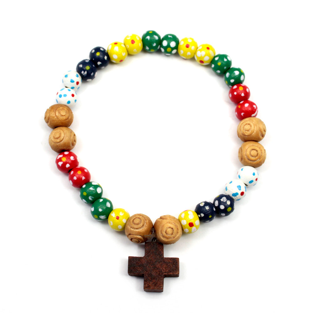 Rosary Bracelet Wooden Multicolored Beads