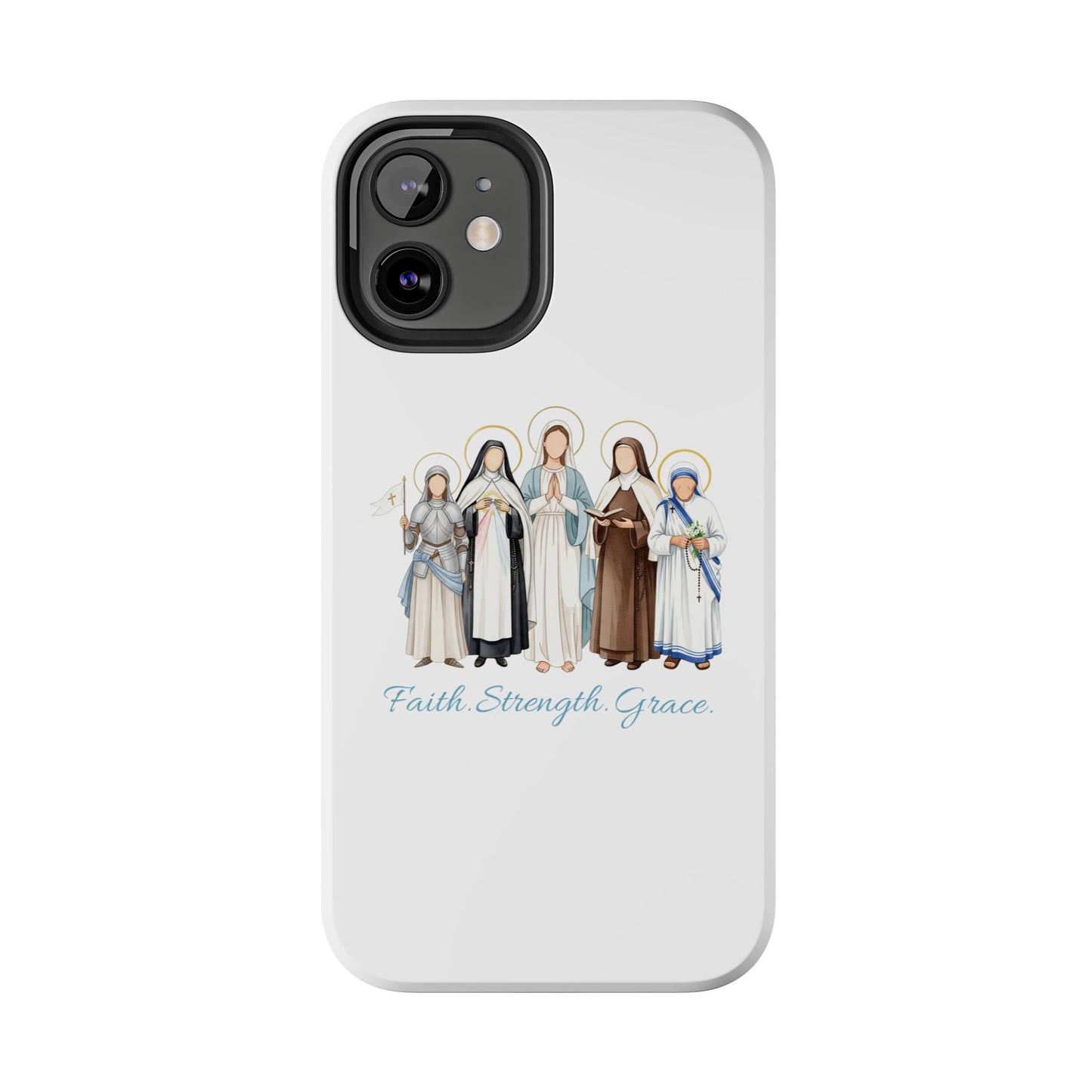 Faith Strength Grace Catholic Tough Phone Case - Women Saints iPhone & Samsung Case