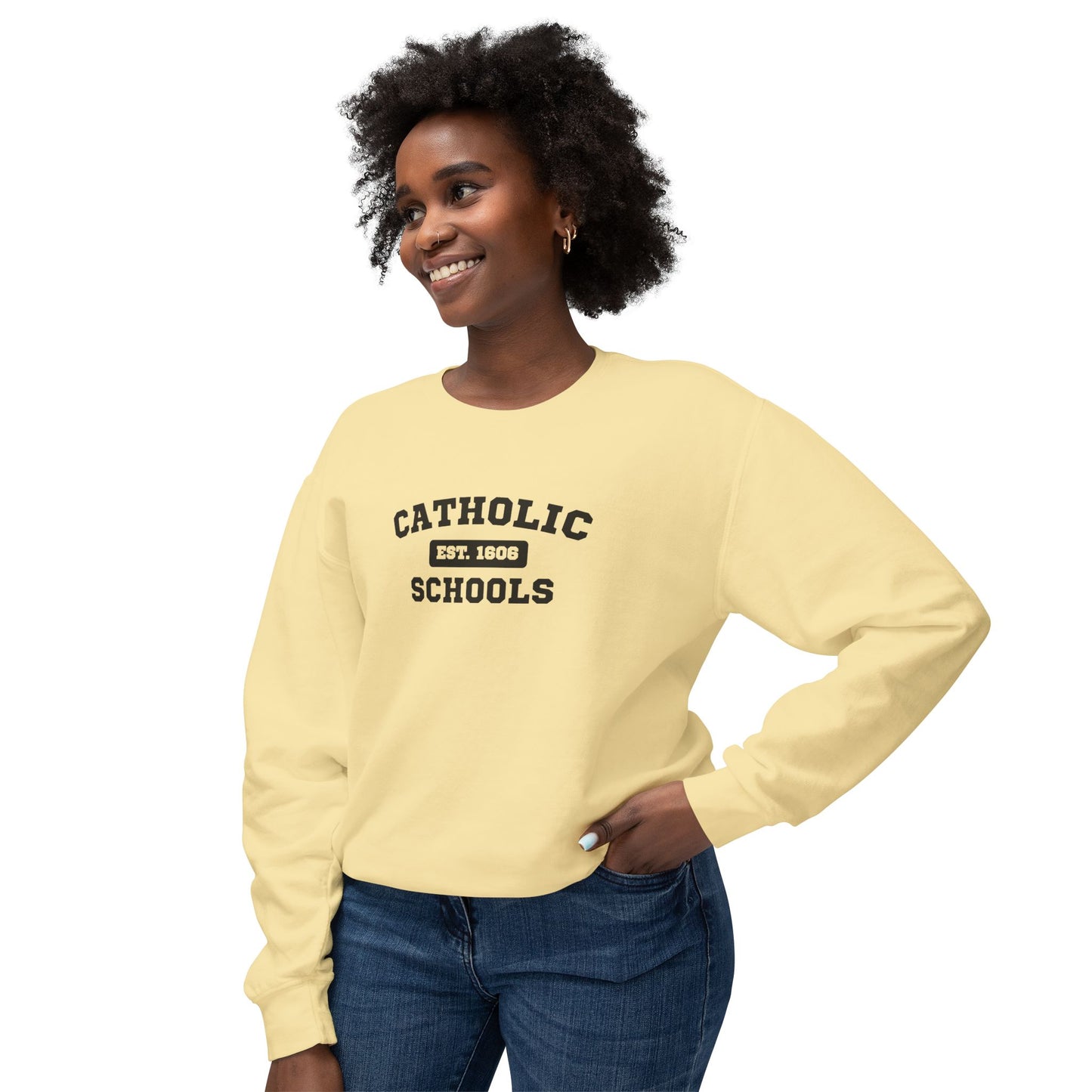 Catholic Schools Crewneck Sweatshirt – Established 1606 – Vintage School Pullover