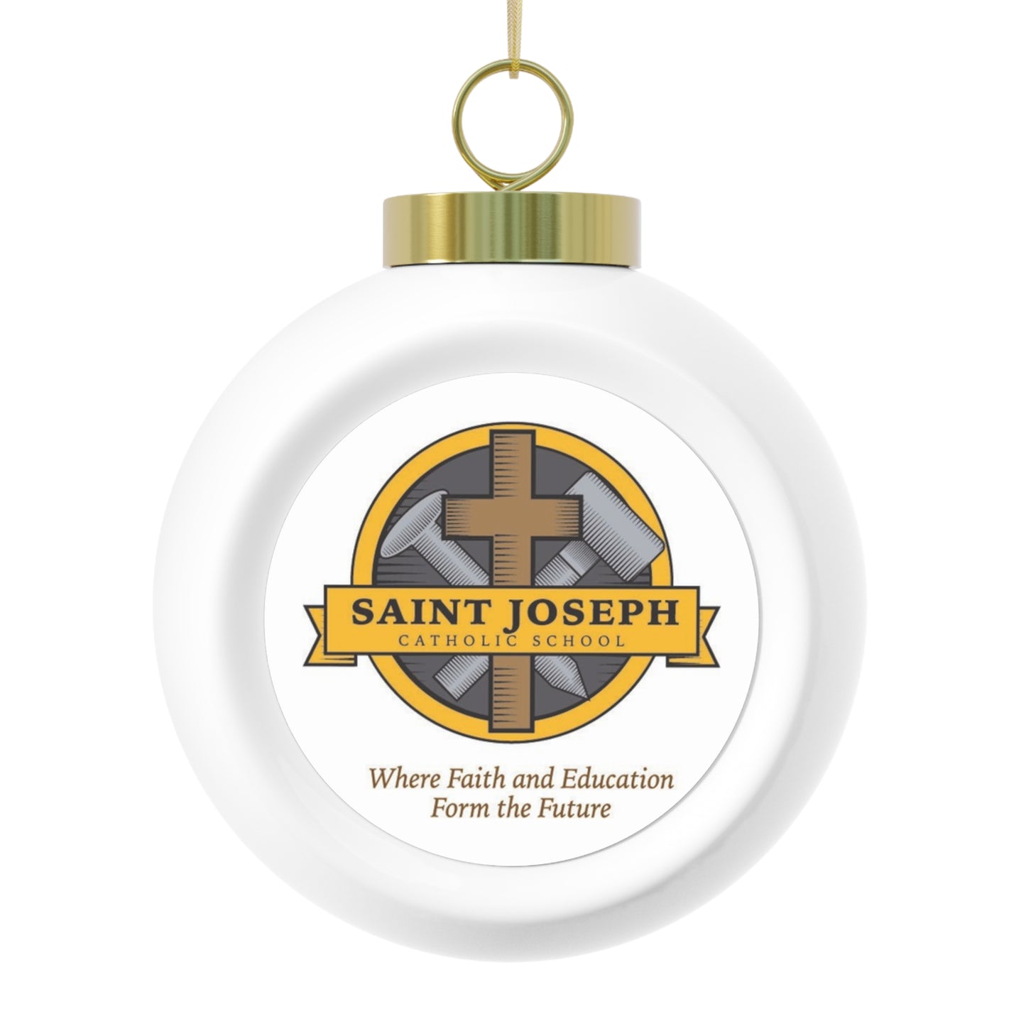 St Joseph Catholic School - Monroeville, OH  -  Christmas Ball Ornament — Festive Poinsettia & Candles Holiday Glass Ornament