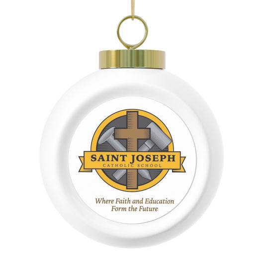 St Joseph Catholic School - Monroeville, OH  -  Christmas Ball Ornament — Festive Poinsettia & Candles Holiday Glass Ornament