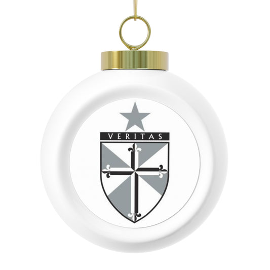 St Pius X High School - Houston, TX  -  Christmas Ball Ornament — Festive Poinsettia & Candles Holiday Glass Ornament