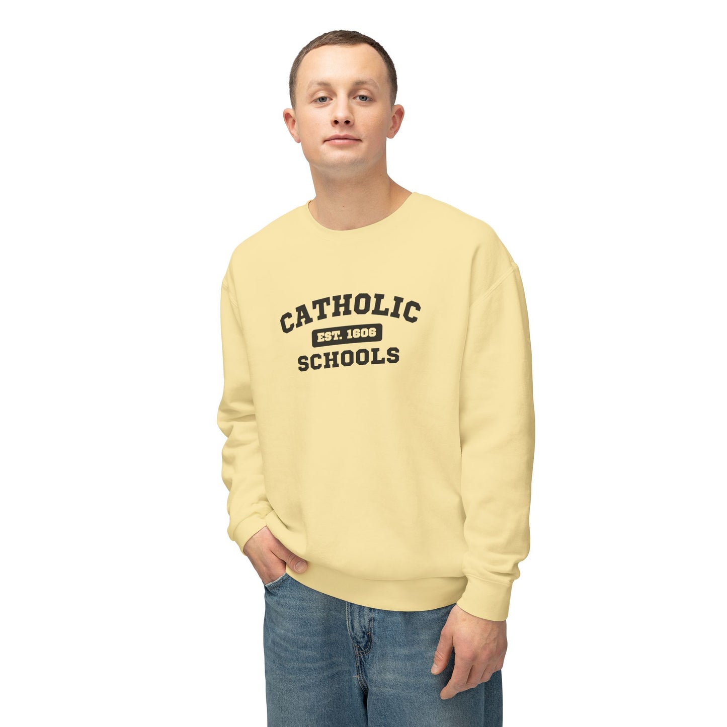 Catholic Schools Crewneck Sweatshirt – Established 1606 – Vintage School Pullover