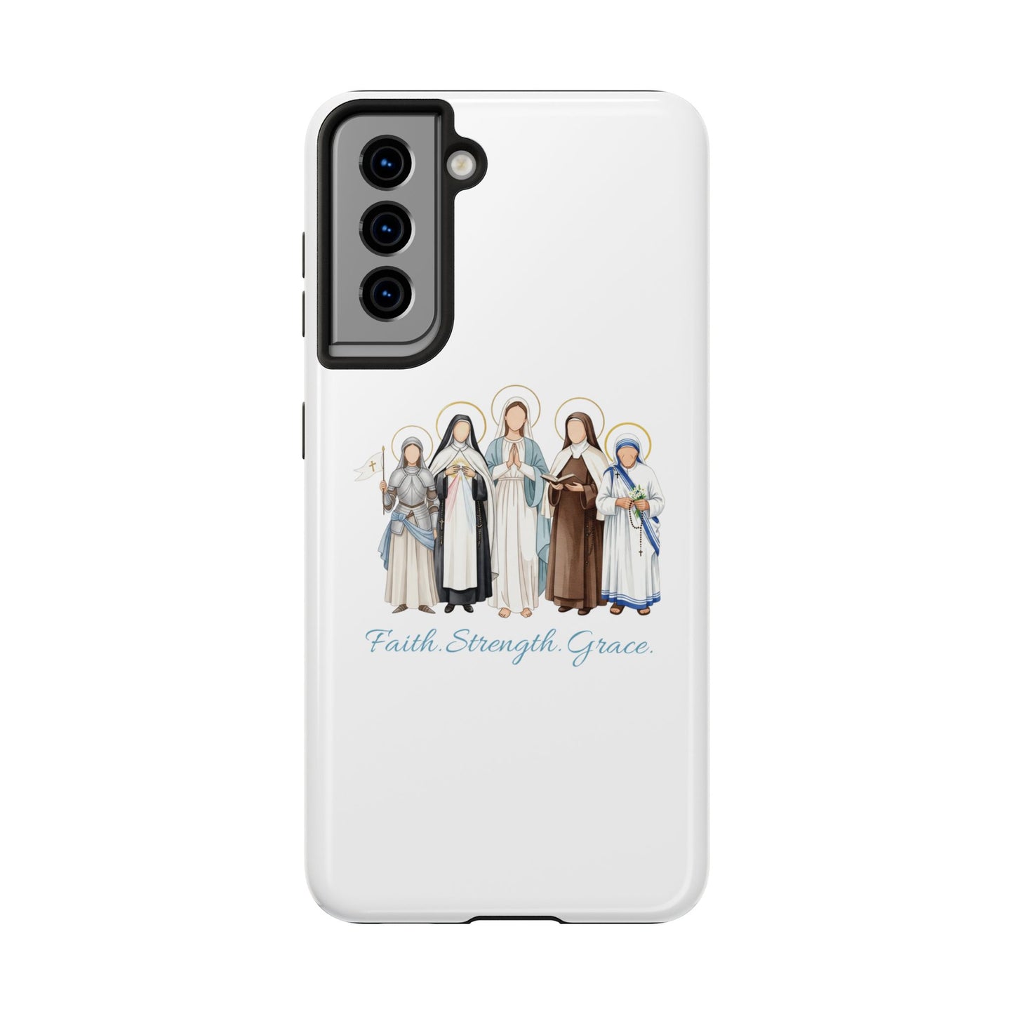 Faith Strength Grace Catholic Tough Phone Case - Women Saints iPhone & Samsung Case