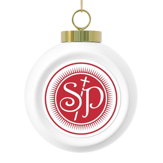 Saint Philip School - Melbourne, KY Christmas Ball Ornament — Festive Poinsettia & Candles Holiday Glass Ornament