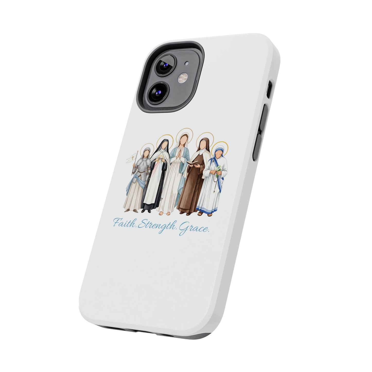 Faith Strength Grace Catholic Tough Phone Case - Women Saints iPhone & Samsung Case