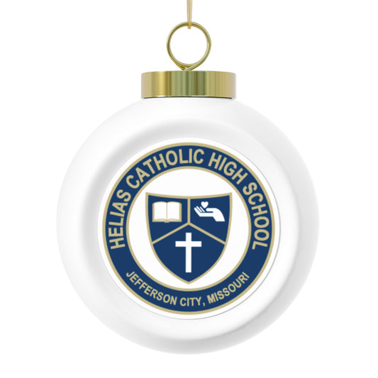 Helias Catholic High School - Jefferson City, MO -  Christmas Ball Ornament — Festive Poinsettia & Candles Holiday Glass Ornament