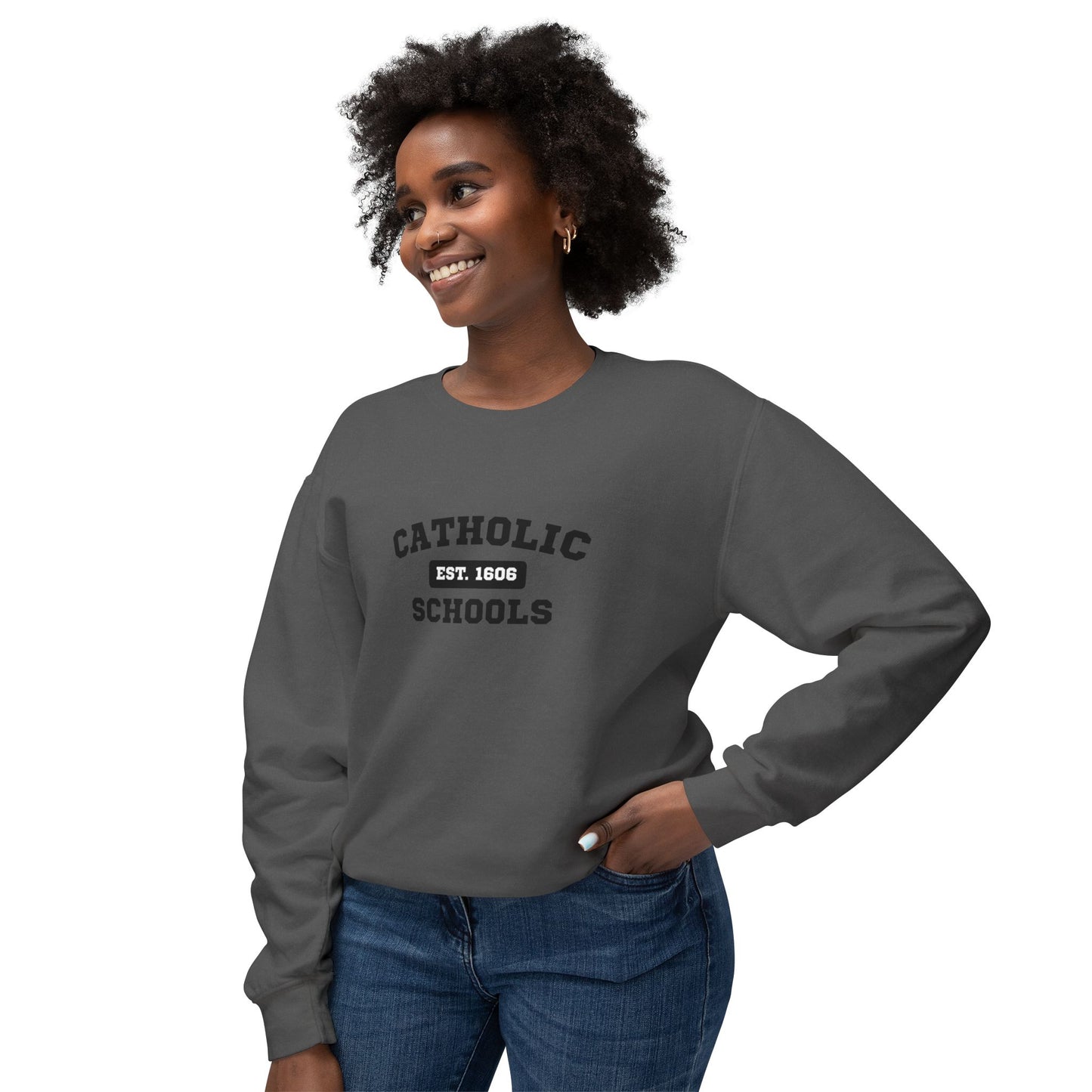 Catholic Schools Crewneck Sweatshirt – Established 1606 – Vintage School Pullover