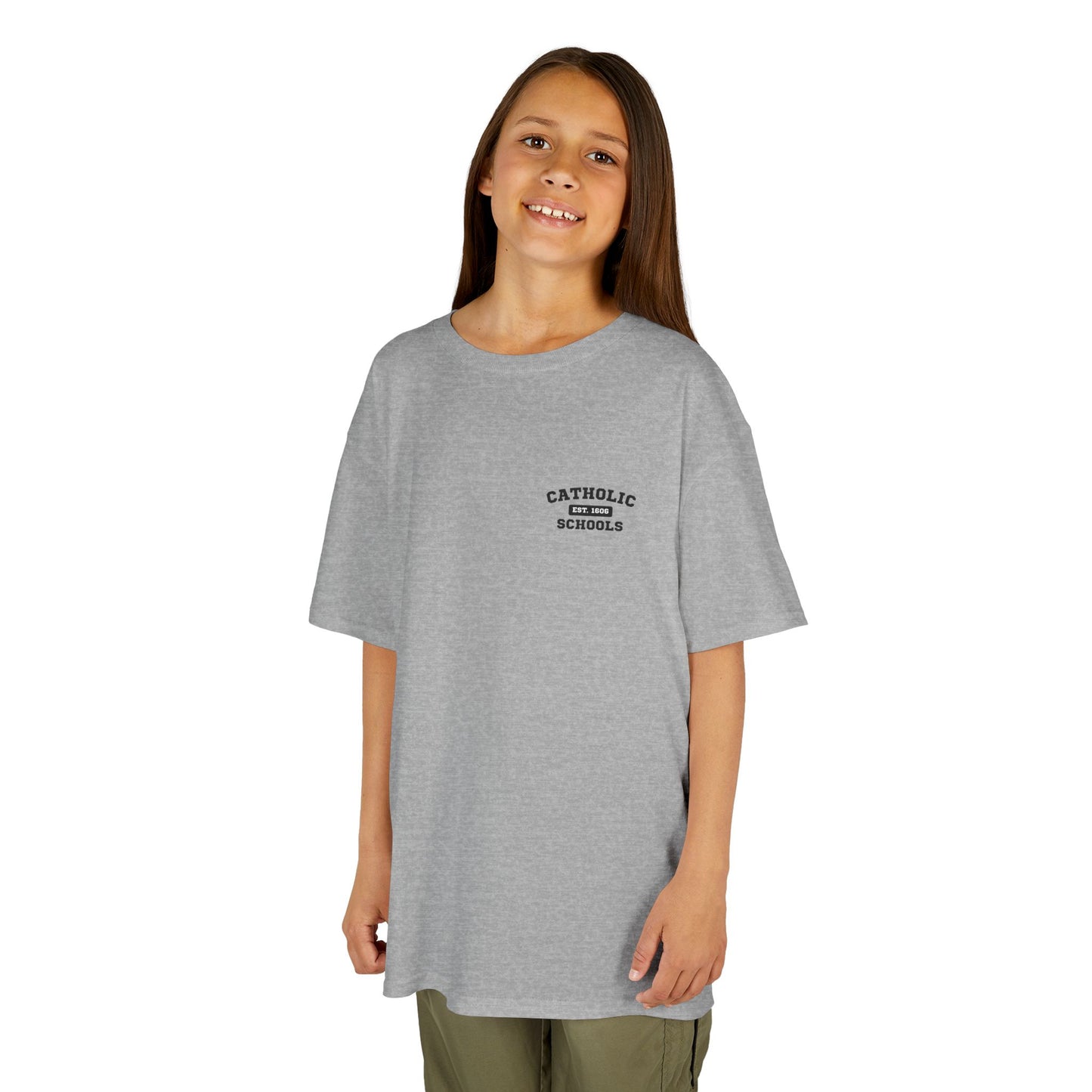 Catholic Schools Est. 1606 Kids T-Shirt – "Building Minds for This World, Souls for the Next" (Catholic Schools Series)