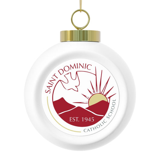 St Dominic School - Freeport, TN -   Christmas Ball Ornament — Festive Poinsettia & Candles Holiday Glass Ornament