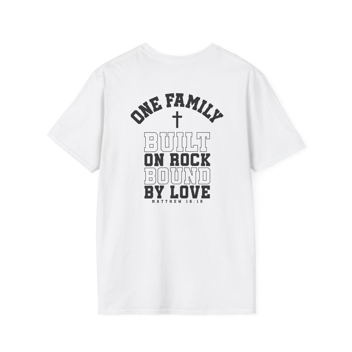 Built on Rock, Bound by Love T-Shirt – Inspiring Catholic Faith Apparel