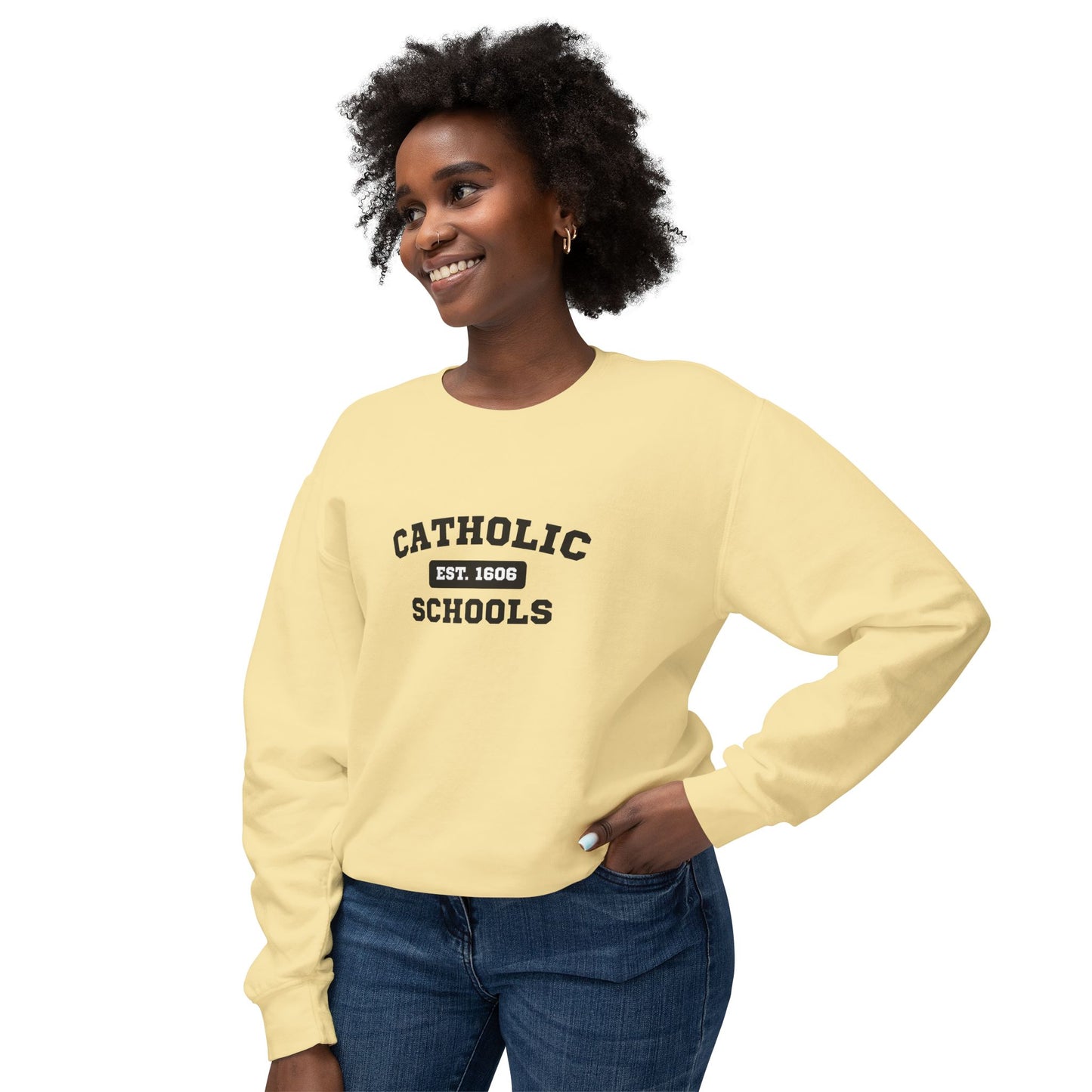 Catholic Schools Crewneck Sweatshirt – Established 1606 – Vintage School Pullover