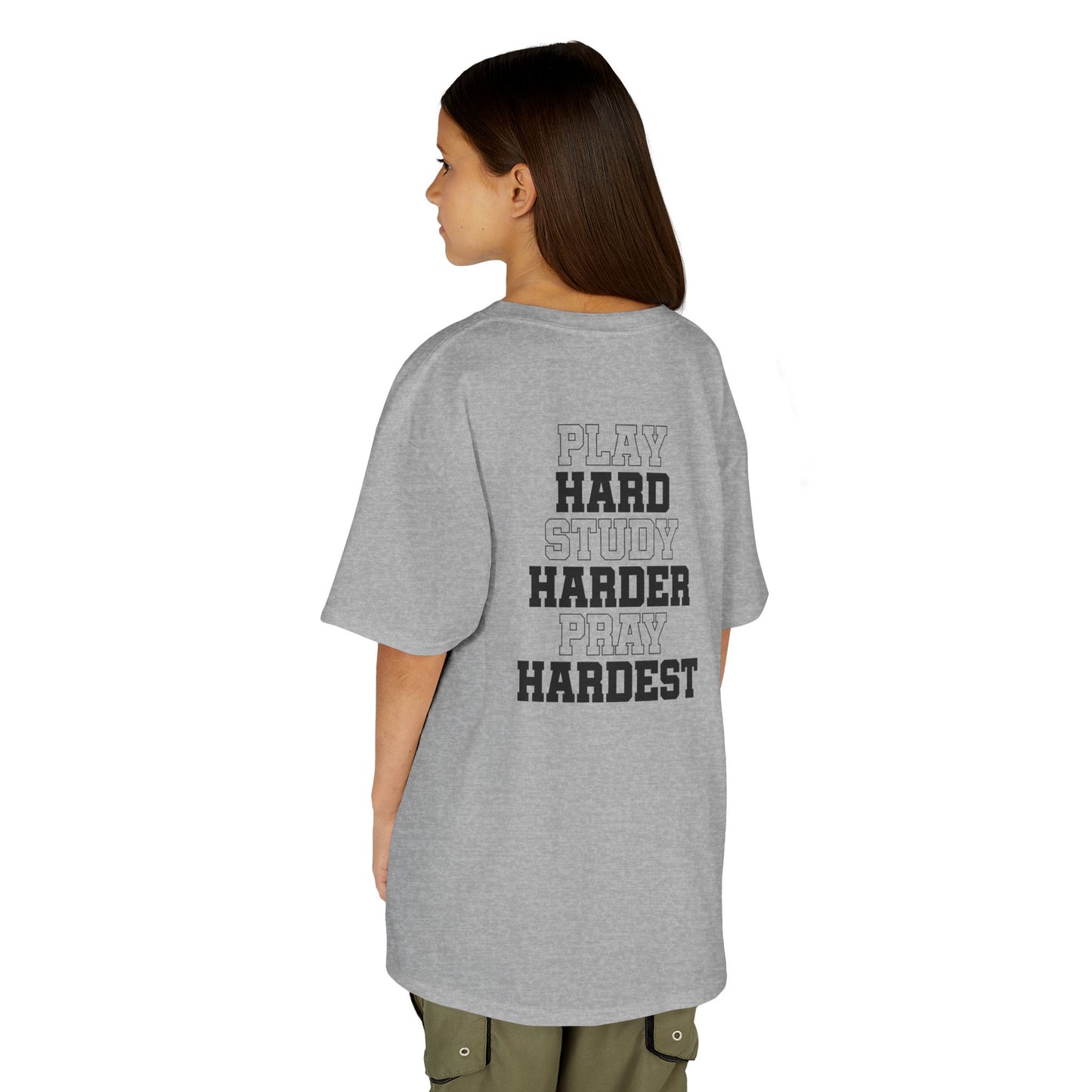 Catholic Schools Est. 1606 Kids T-Shirt – "Play Hard ∙ Study Harder ∙ Pray Hardest" (Catholic Schools Series)