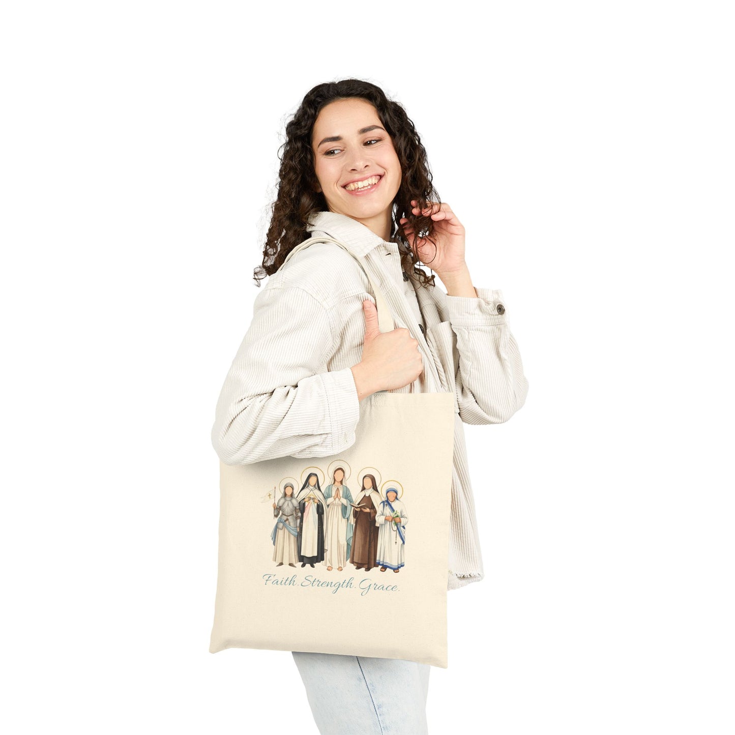 Faith Strength Sisters Cotton Canvas Tote Bag