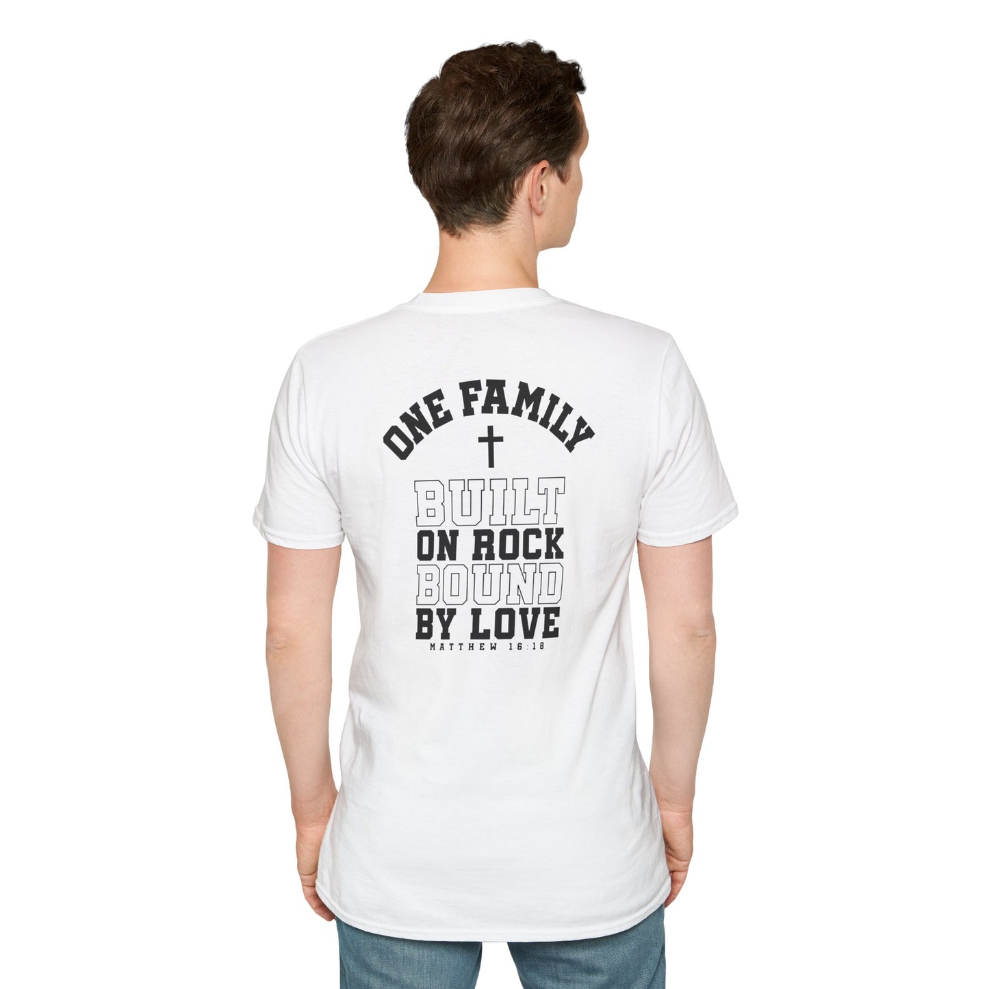 Built on Rock, Bound by Love T-Shirt – Inspiring Catholic Faith Apparel