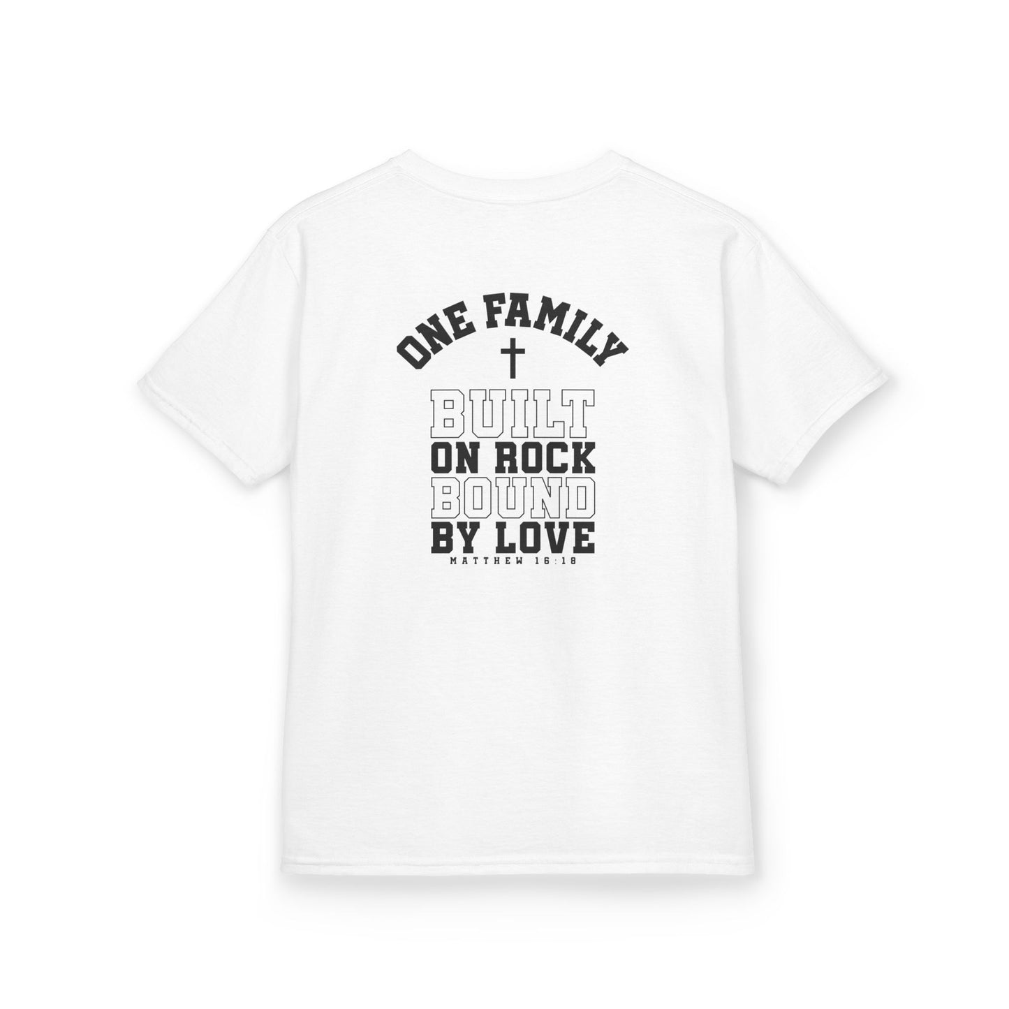 Kids "Built on Rock, Bound by Love" T-Shirt – Catholic Faith Youth Tee