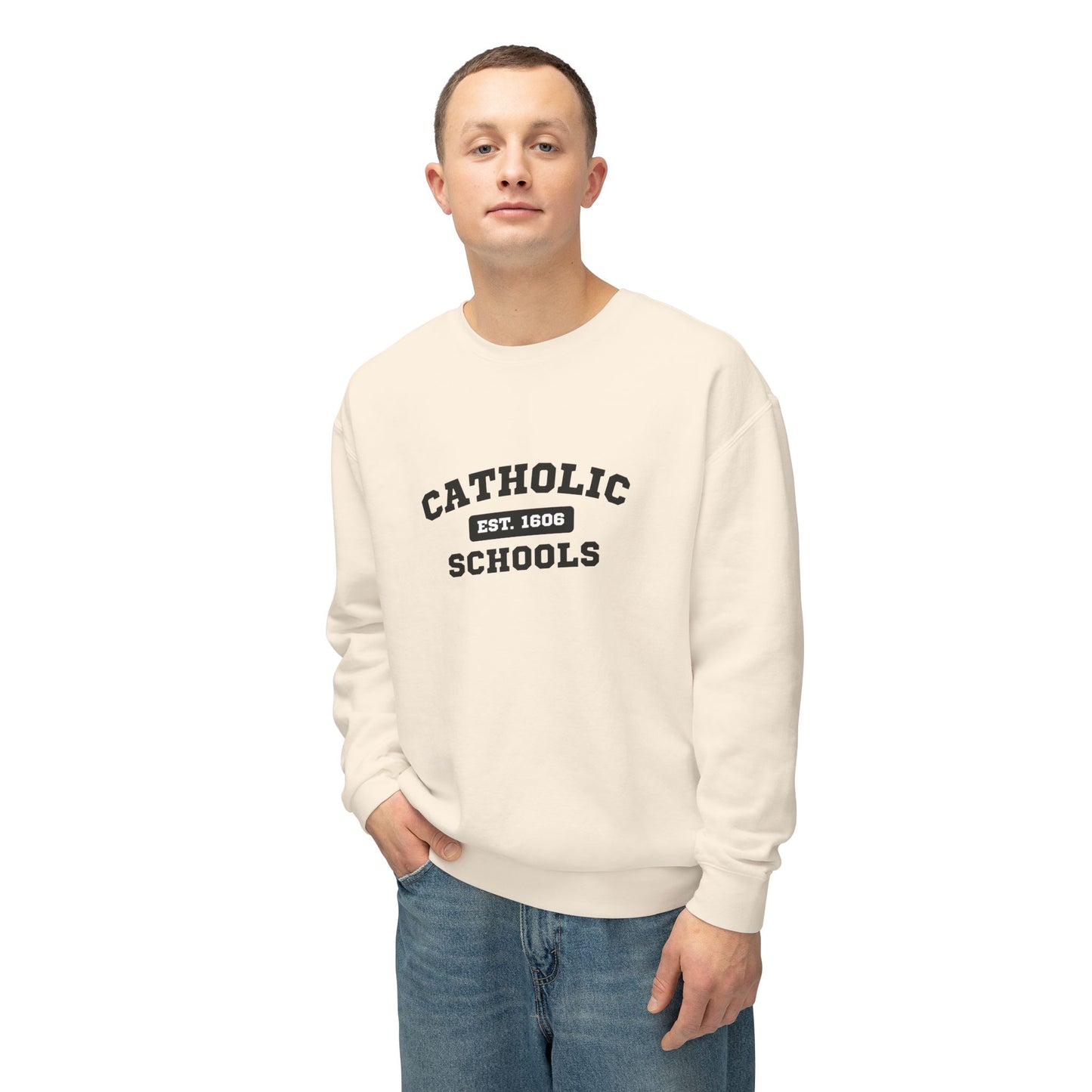 Catholic Schools Crewneck Sweatshirt – Established 1606 – Vintage School Pullover
