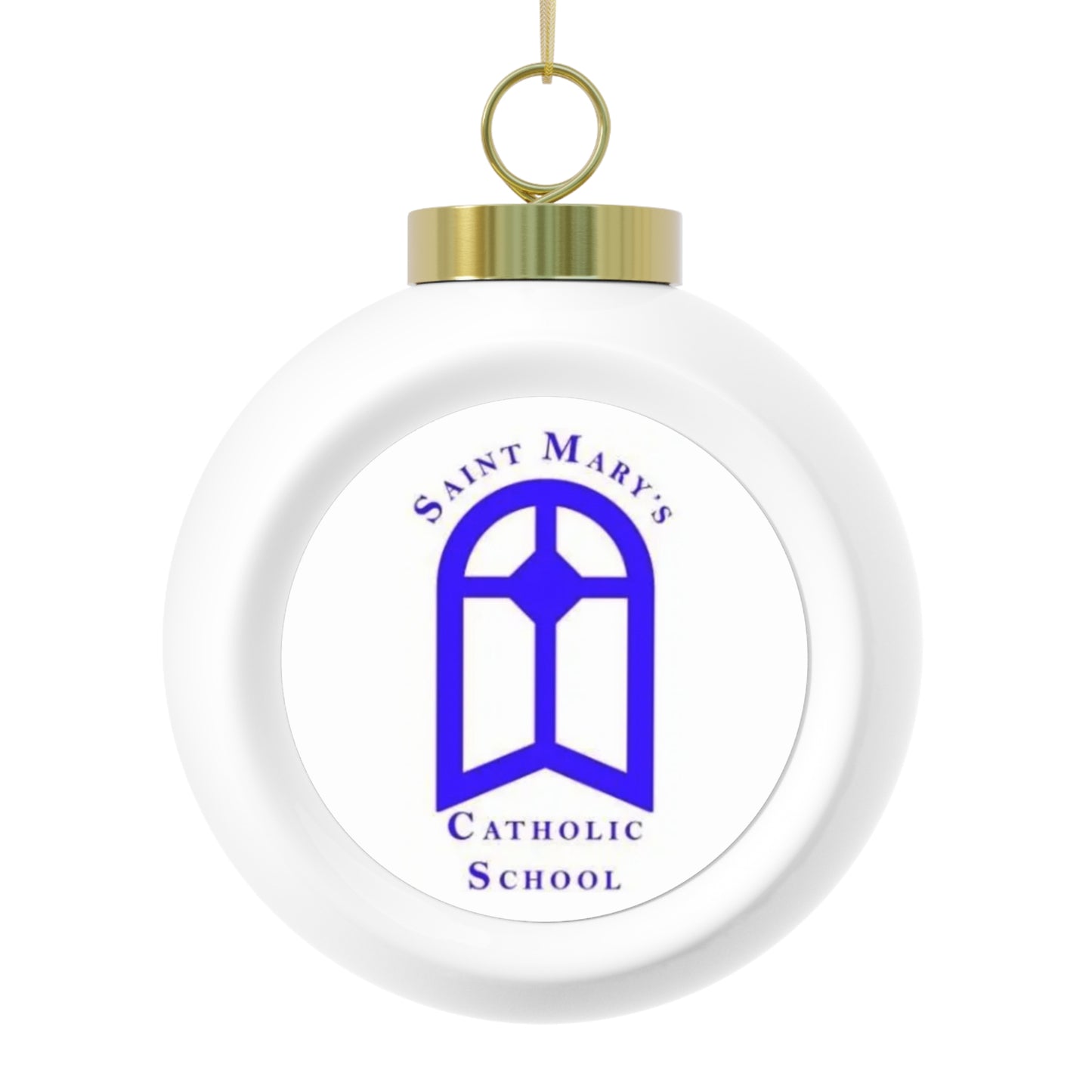 St Mary's Catholic School - Richmond, VA -  Christmas Ball Ornament — Festive Poinsettia & Candles Holiday Glass Ornament