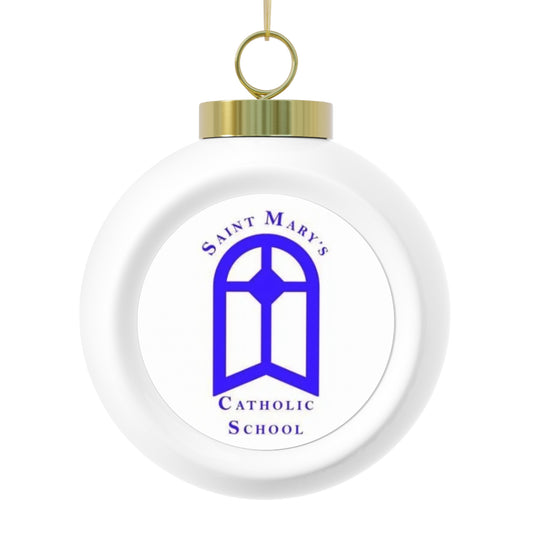 St Mary's Catholic School - Richmond, VA -  Christmas Ball Ornament — Festive Poinsettia & Candles Holiday Glass Ornament