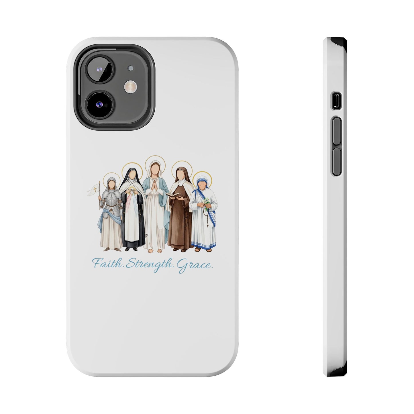 Faith Strength Grace Catholic Tough Phone Case - Women Saints iPhone & Samsung Case