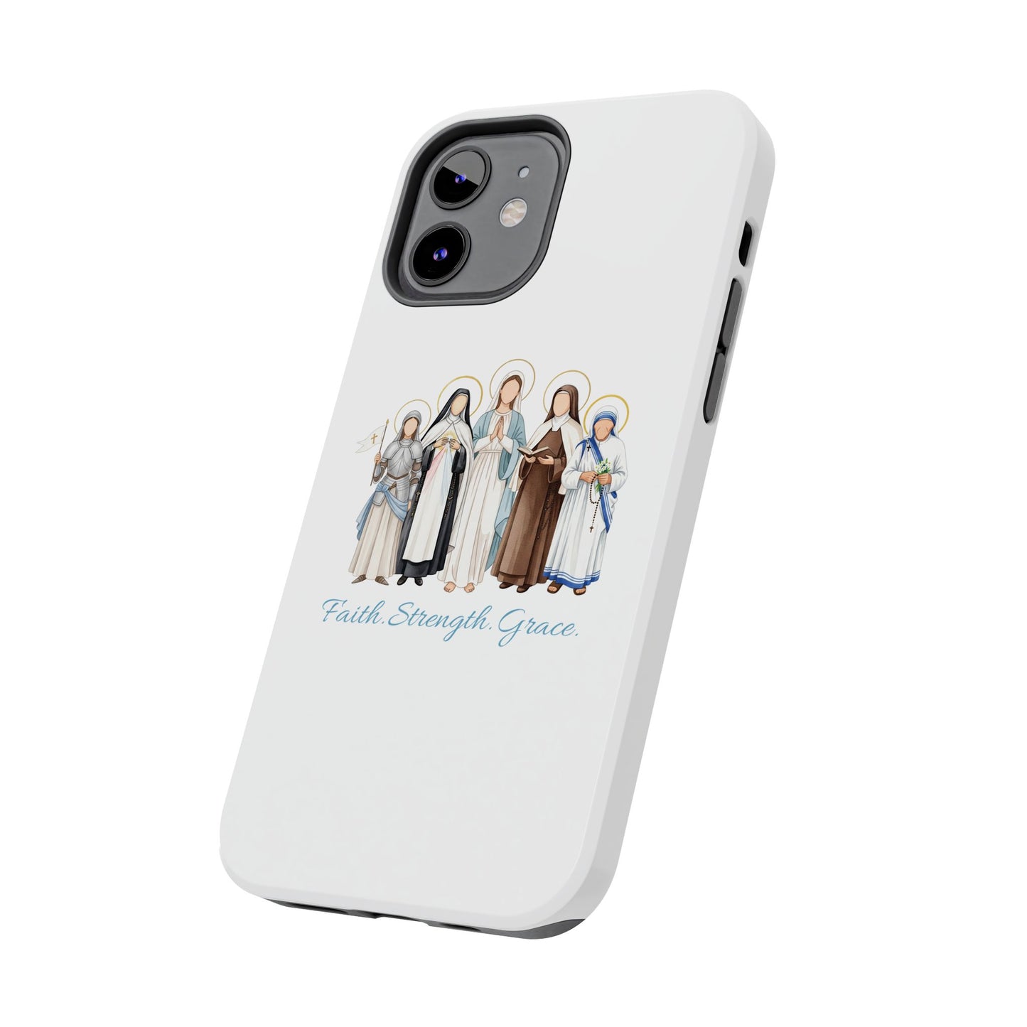 Faith Strength Grace Catholic Tough Phone Case - Women Saints iPhone & Samsung Case