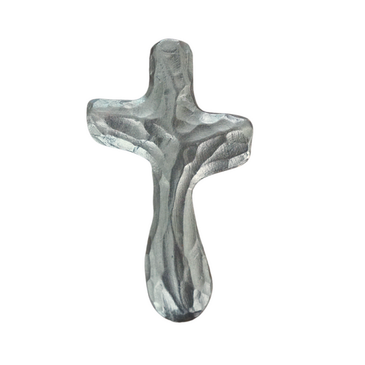 Silver wooden holding cross