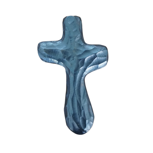 Blue painted holding cross