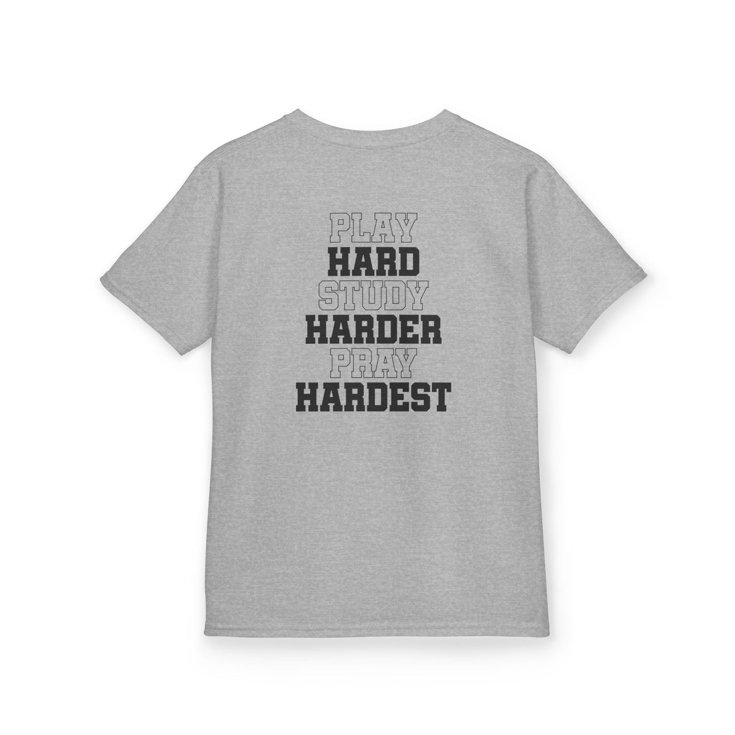 Catholic Schools Est. 1606 Kids T-Shirt – "Play Hard ∙ Study Harder ∙ Pray Hardest" (Catholic Schools Series)