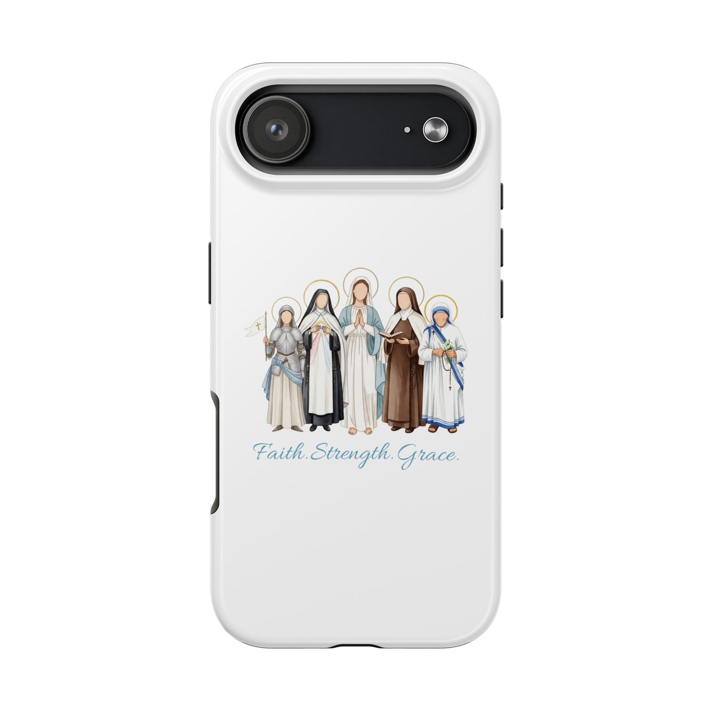 Faith Strength Grace Catholic Tough Phone Case - Women Saints iPhone & Samsung Case