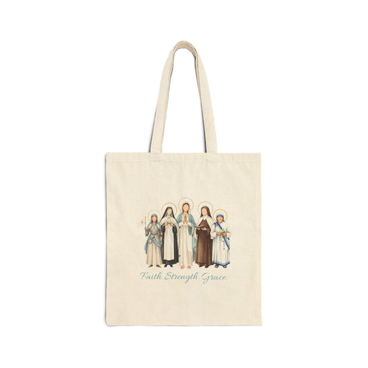 Faith Strength Sisters Cotton Canvas Tote Bag