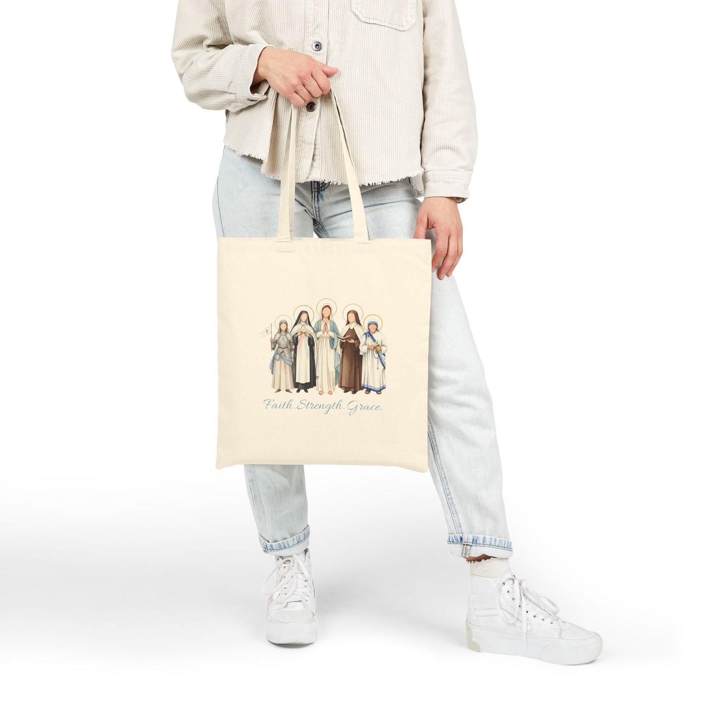 Faith Strength Sisters Cotton Canvas Tote Bag