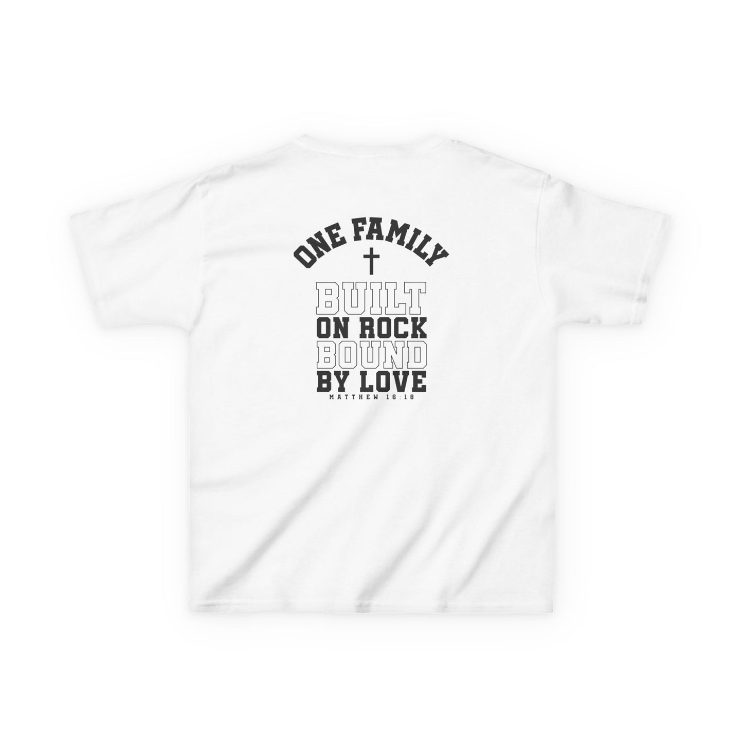 Kids "Built on Rock, Bound by Love" T-Shirt – Catholic Faith Youth Tee