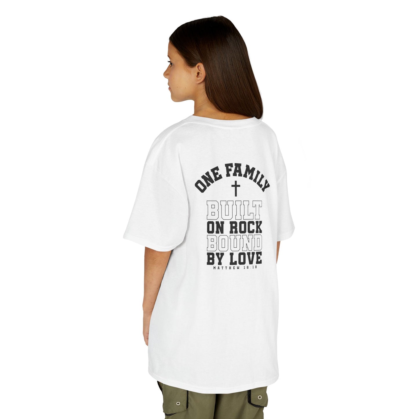 Kids "Built on Rock, Bound by Love" T-Shirt – Catholic Faith Youth Tee