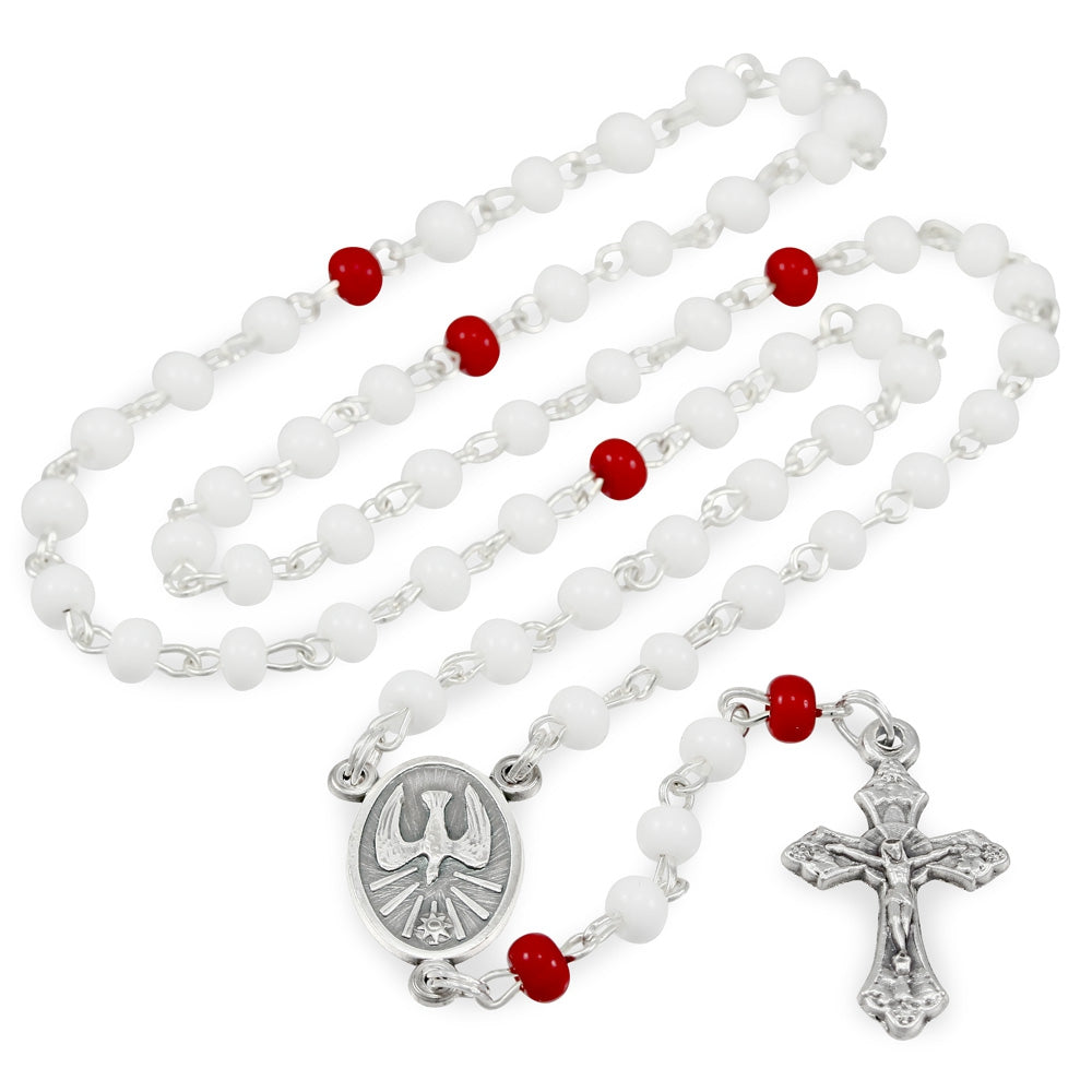 Holy Spirit Rosary Glass Beads and Box Gift Set